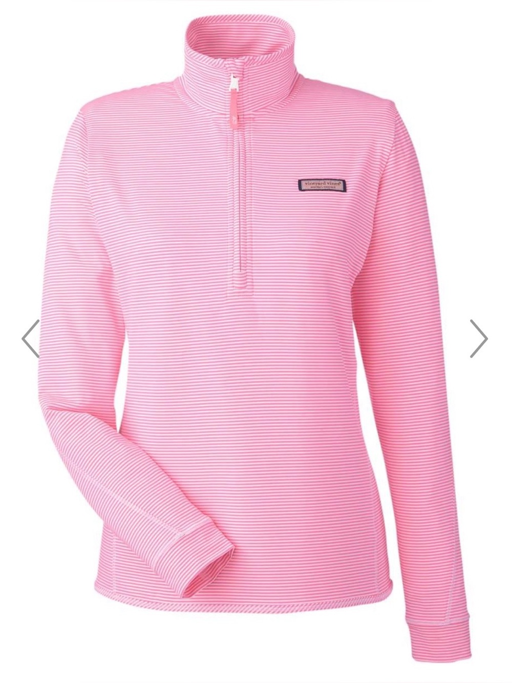 Vineyard Vines Light Hot Pink Micro-Stripe Quarter-Zip Pullover